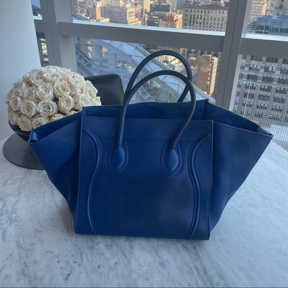 CELINE Smooth Calfskin Medium Phantom Luggage Electric Blue - Picture 4 of 8